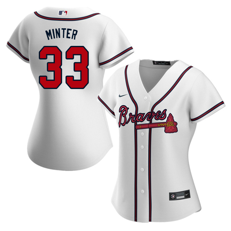 Nike Women #33 A.J. Minter Atlanta Braves Baseball Jerseys Sale-White